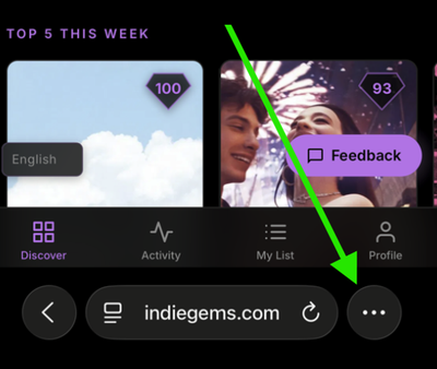 Tap the share button in Safari